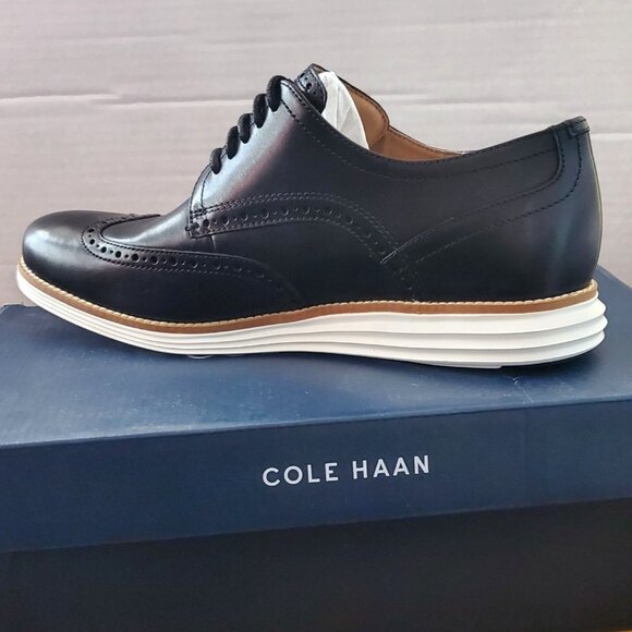 Cole Haan Men's 10 Original Grand SHWNG Remastered Wingtip Oxfords Shoes Black - Picture 4 of 12